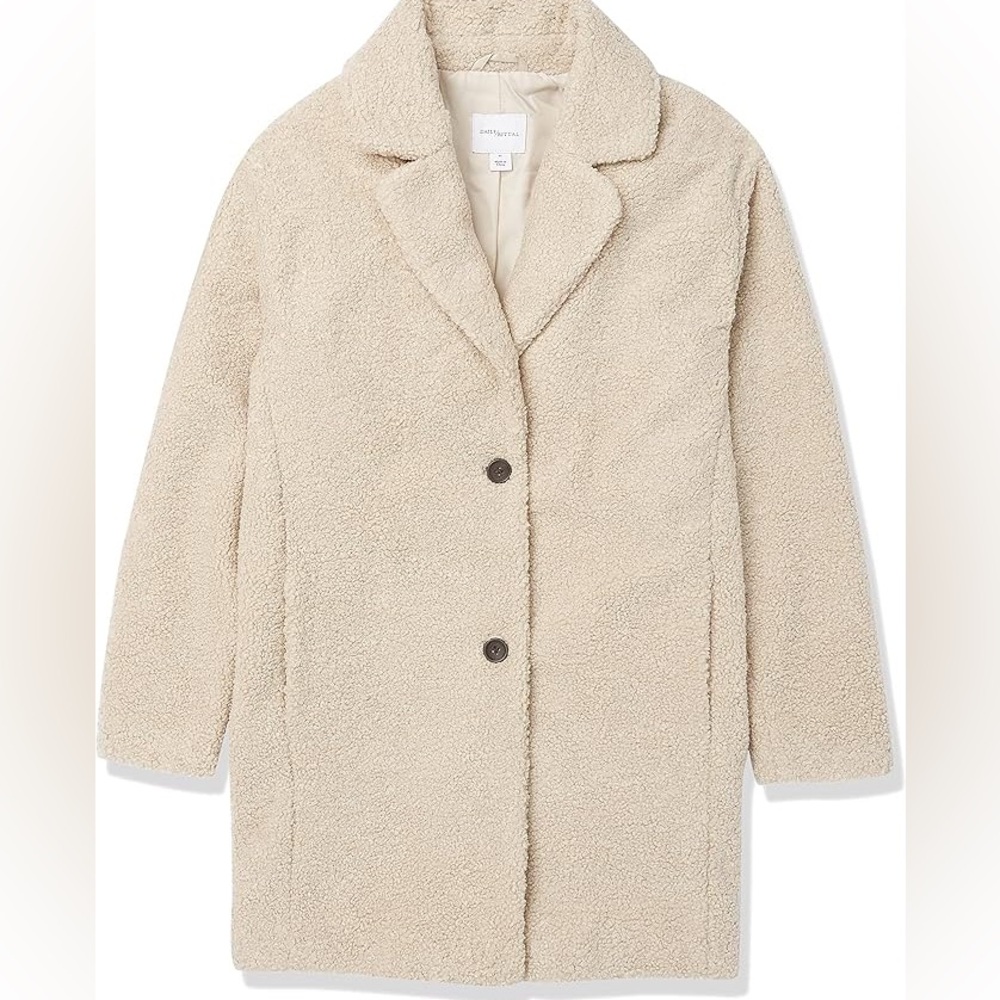 Daily Ritual Teddy Bear Fleece Oversized-Fit Lapel Jacket 🧸